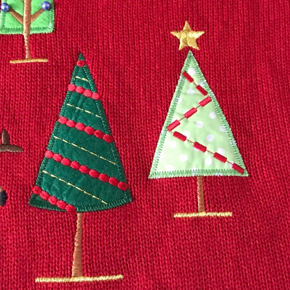 WHITE STAG Christmas Sweater Plus Size 2X 18W 20W Snowflake Reindeer Holiday Red - Picture 3 of 16